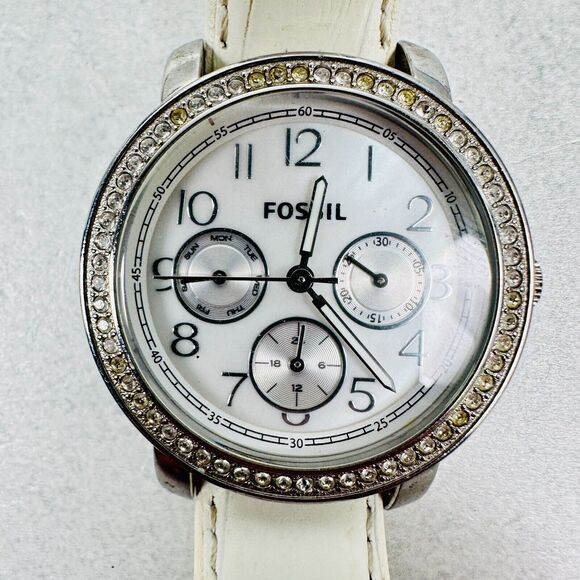 Fossil Watch Womens 38mm Multifunction Rhinestone Bling Bezel New Battery main image 8